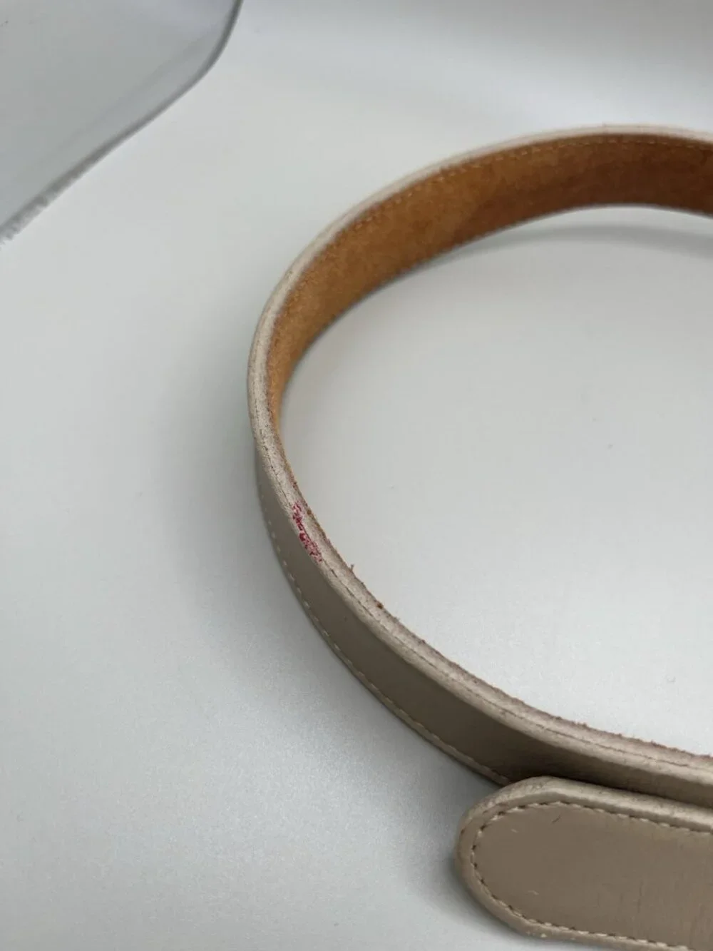 Vintage Nocona Western Beige Leather Belt Size 32 Concho Buckle Cowgirl Rustic